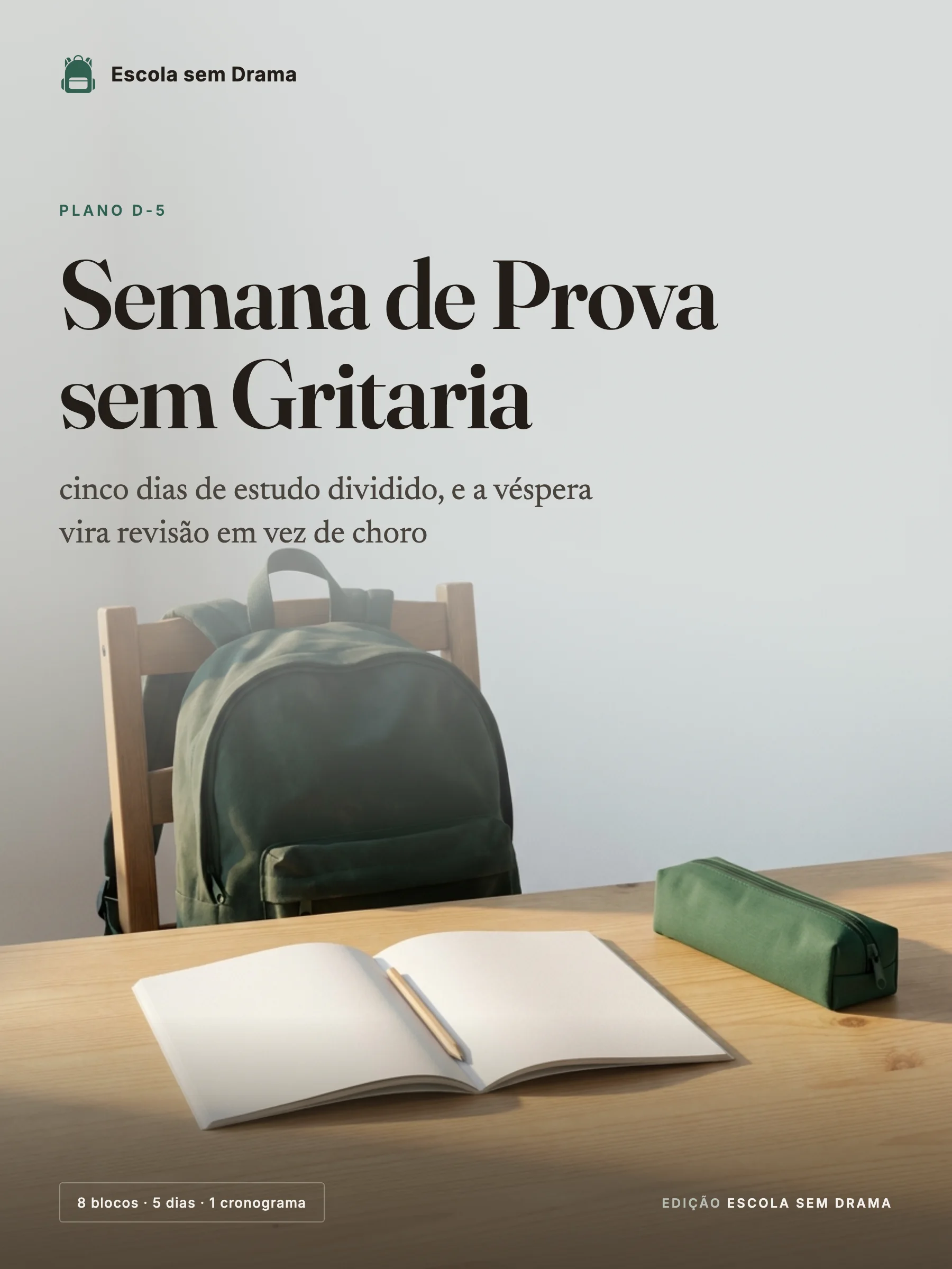 Capa do guia Semana de Prova sem Gritaria